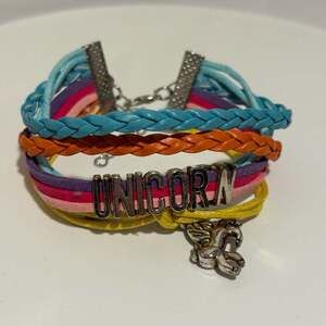 Unicorn Love Multi Layer colored Charm Rainbow Braided Bracelet